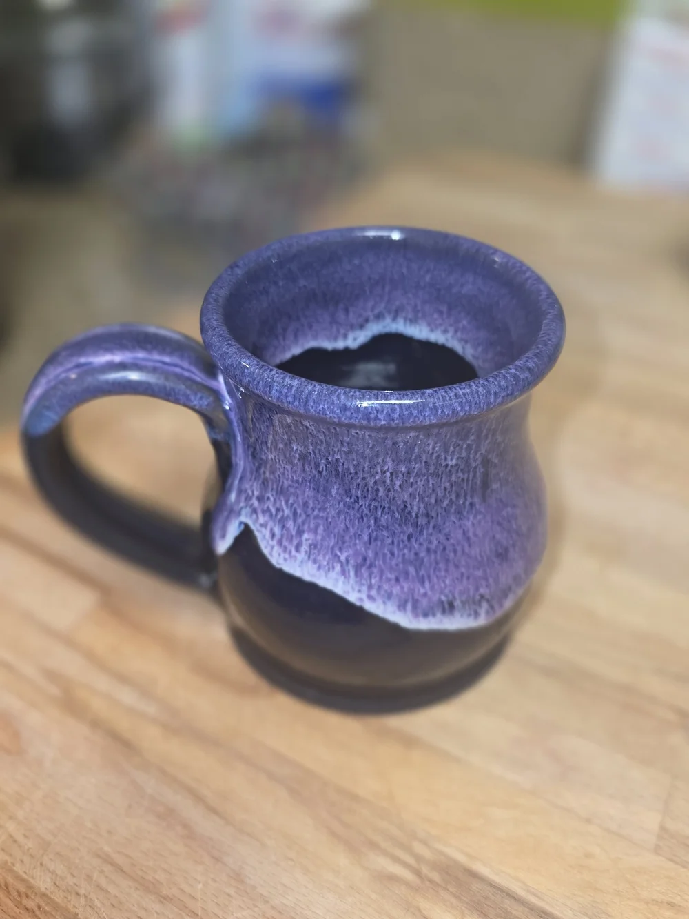 Purple Drip Ceramic Coffee Mug with Pancake House Medallion Poway And Temecula